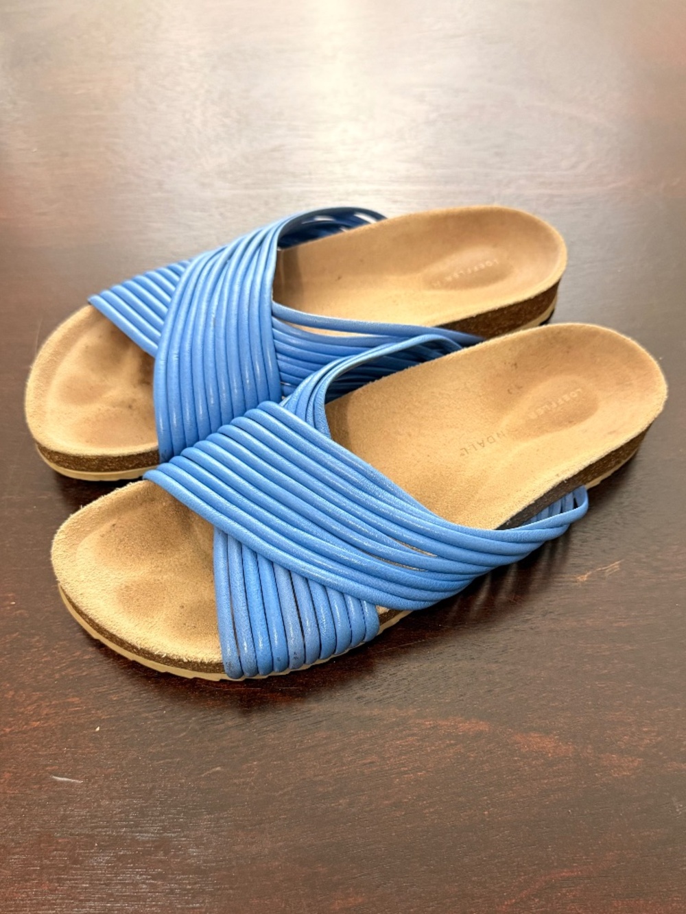Loeffler Randall Blue Woven Leather Slide Sandals Approx Size 8